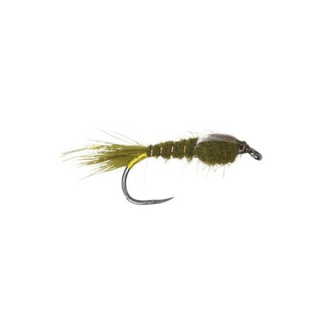 Gold Ribbed Hares Ear Olive Barbless (Weighted) - 1